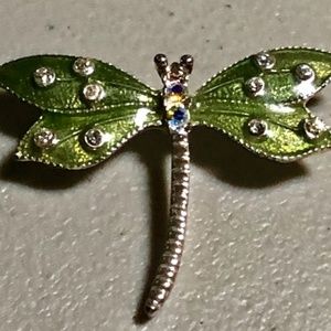 Enamel Rhinestone Dragonfly Pin